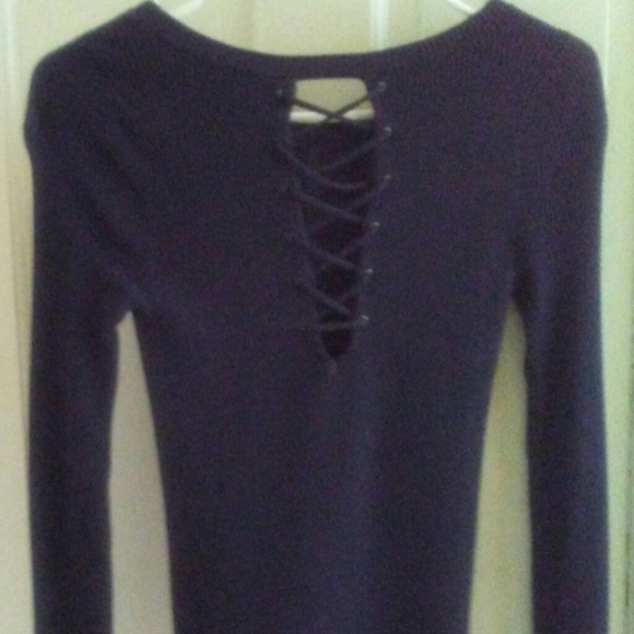 Ladies Navy Long Sleeve Sweater - Picture 3 of 3